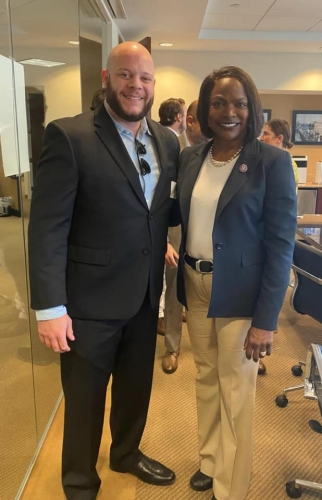 Val Demings with club member Mike Rivero